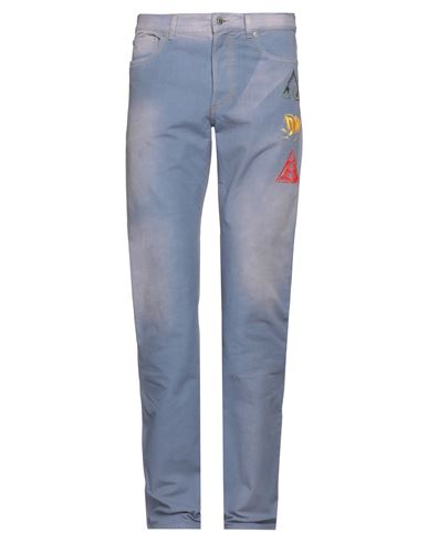 Dior Homme Man Pants Sky Blue Size 31 Cotton, Calfskin In Blue