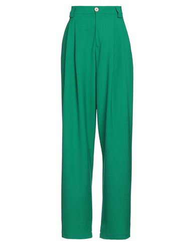 Alysi Woman Pants Green Size 2 Polyester, Virgin Wool, Elastane In Green