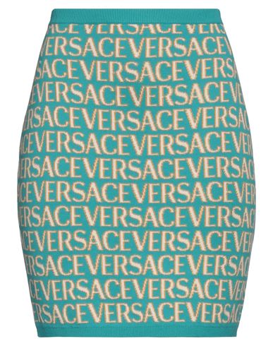 Versace Allover Logo-jacquard Miniskirt In Blue