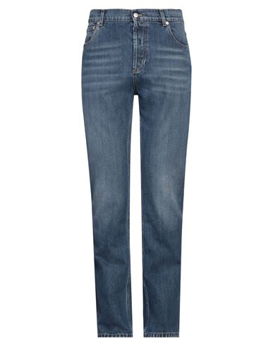 Alexander Mcqueen Man Jeans Blue Size 36 Cotton, Calfskin