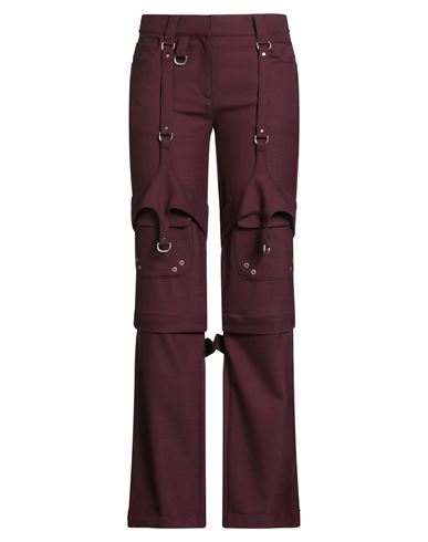 Off-white Woman Pants Burgundy Size 6 Polyester, Virgin Wool, Elastane