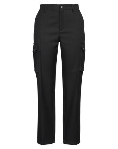 Versace Woman Pants Black Size 14 Virgin Wool, Calfskin