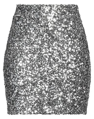Shop Rebel Queen Woman Mini Skirt Silver Size L Polyester, Elastane