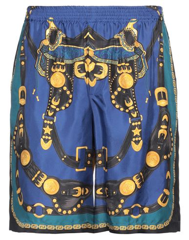 Shop Versace Man Shorts & Bermuda Shorts Blue Size 36 Silk