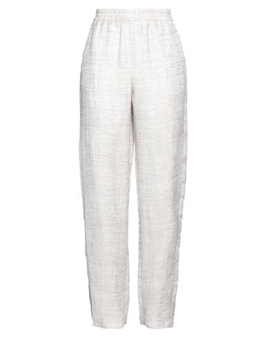 Emporio Armani Woman Pants Light Grey Size 10 Viscose, Linen