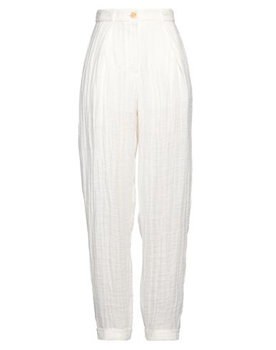 Shop Emporio Armani Woman Pants White Size 8 Linen