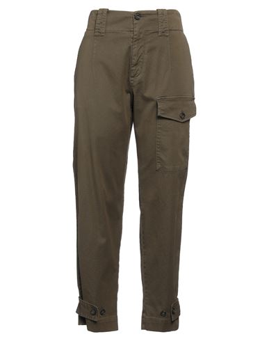 Pinko Woman Pants Military Green Size 8 Cotton, Elastane In Green