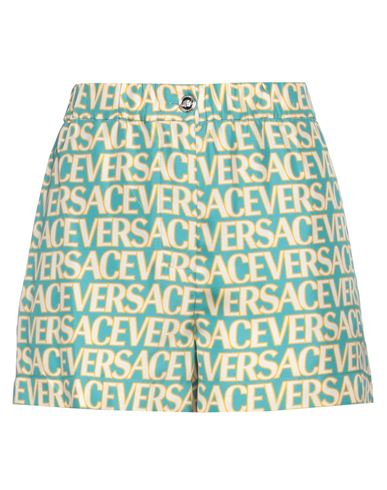 Shop Versace Woman Shorts & Bermuda Shorts Turquoise Size 6 Silk In Blue
