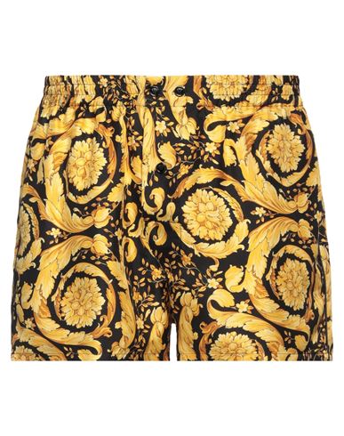 Versace Man Shorts & Bermuda Shorts Yellow Size 34 Silk