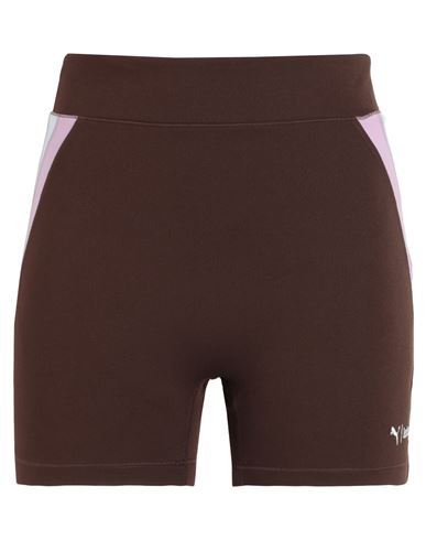 Puma X Lemlem Lemlem Bike Short Woman Shorts & Bermuda Shorts Cocoa Size L Polyester, Elastane In Brown