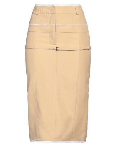 Shop Jacquemus Woman Midi Skirt Sand Size 6 Viscose, Cotton, Elastane In Beige