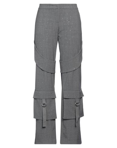 Shop Blumarine Woman Pants Grey Size 4 Polyester, Virgin Wool, Elastane