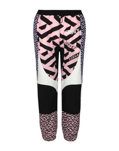 Shop Versace Greca Embroidered Paneled Track Pants Woman Pants Black Size 12 Polyamide