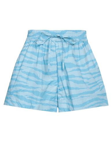 Shop Ganni Woman Shorts & Bermuda Shorts Azure Size 6 Organic Cotton In Blue