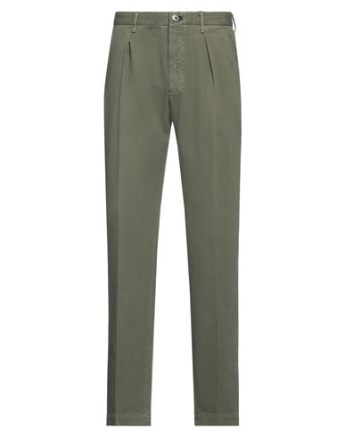 Shop Incotex Man Pants Military Green Size 34 Cotton, Linen, Elastane