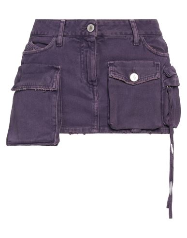 Shop Attico The  Woman Denim Skirt Purple Size 27 Cotton