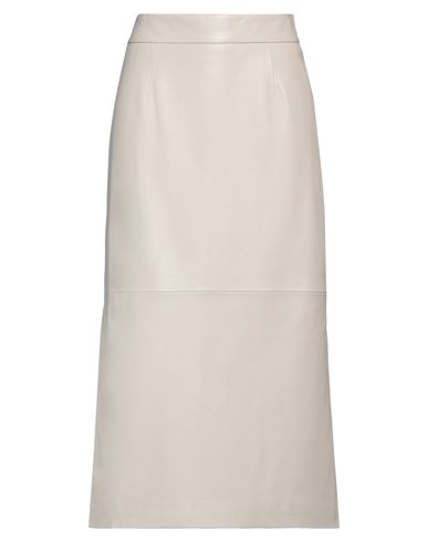 Shop Arma Woman Midi Skirt Light Grey Size 10 Leather