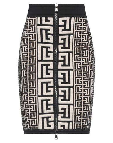 Balmain Pencil Skirt In Monogram Knit In Beige