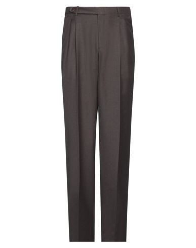 Shop Brioni Man Pants Lead Size 34 Virgin Wool, Cotton, Modal In Grey