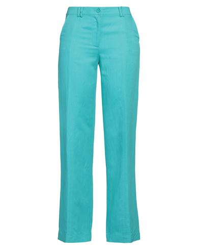 Patrizia Pepe Woman Pants Turquoise Size 10 Viscose, Linen In Blue