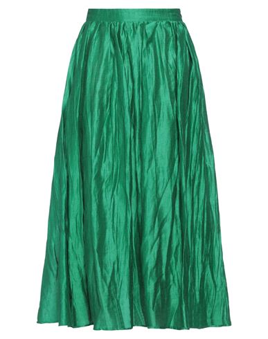 Akep Woman Midi Skirt Green Size 6 Linen, Polyester