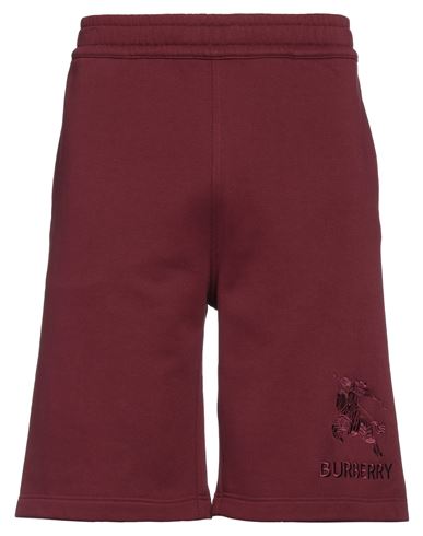 Burberry Man Shorts & Bermuda Shorts Burgundy Size L Cotton In Green