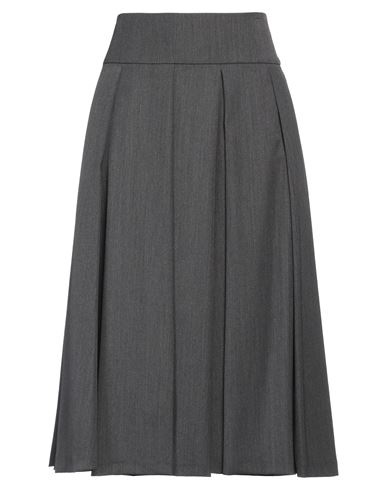 Patou Woman Midi Skirt Lead Size 4 Virgin Wool, Elastane In Black