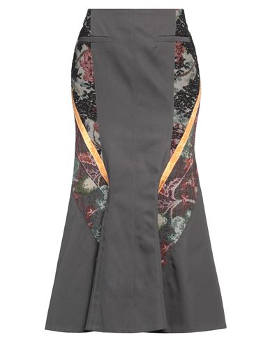 Shop Marine Serre Woman Midi Skirt Lead Size 4 Cotton, Polyester In Grey