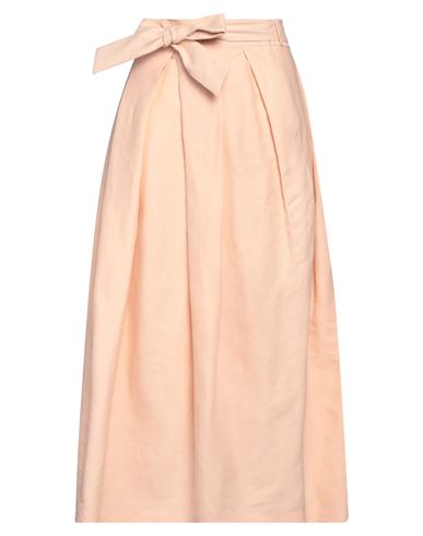 Fabiana Filippi Woman Midi Skirt Salmon Pink Size 8 Linen, Cotton, Elastane In Neutral