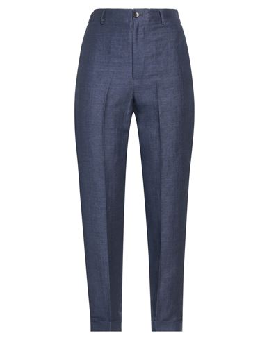 Shop Breras Milano Woman Pants Navy Blue Size 8 Linen, Polyamide
