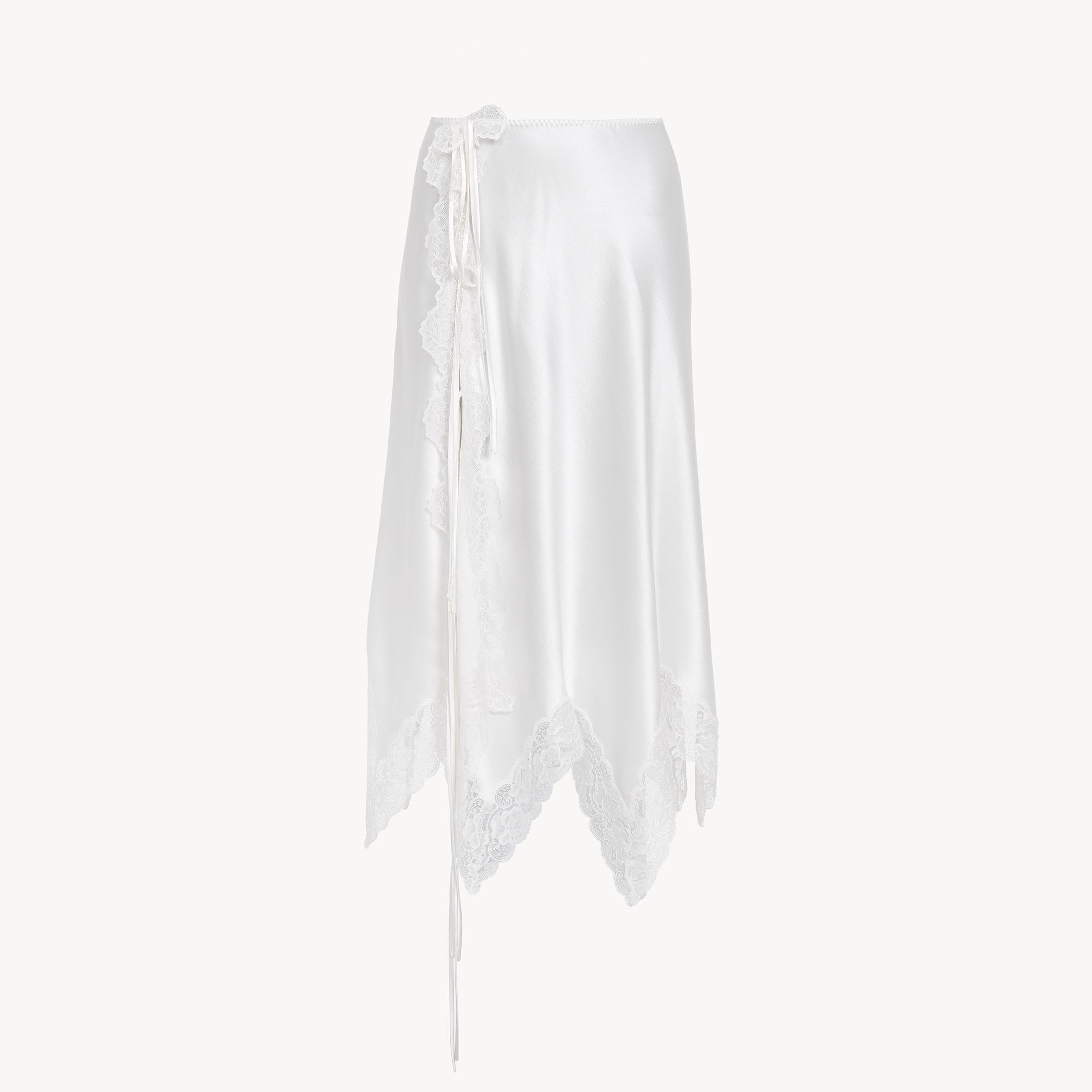 Chloé Jupe Lingerie En Satin De Soie Bordée De Dentelle Femme Blanc Taille 36 100% Soie In White