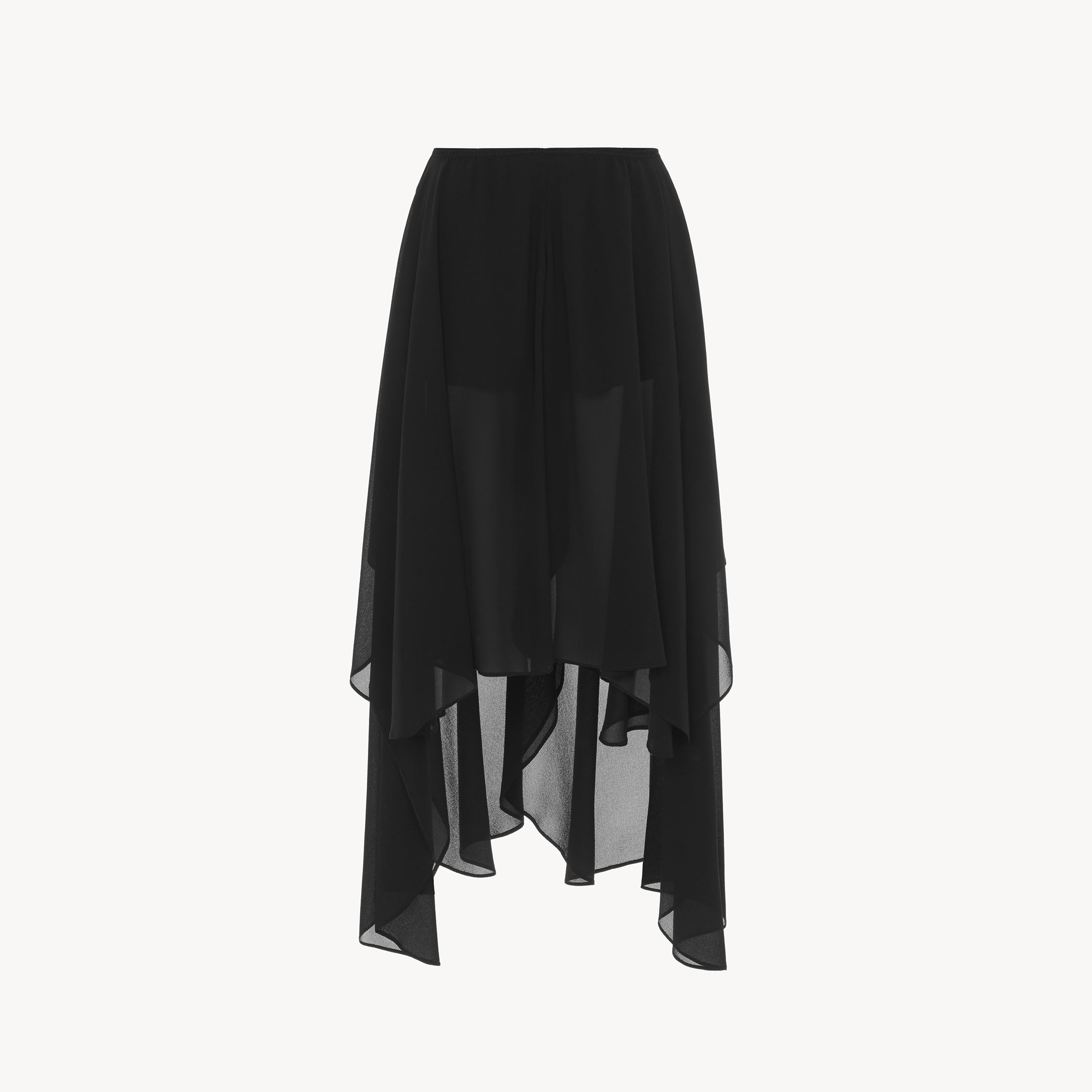 Shop Chloé Fluid Volant Shorts In Silk Georgette Black Size 6 100% Silk