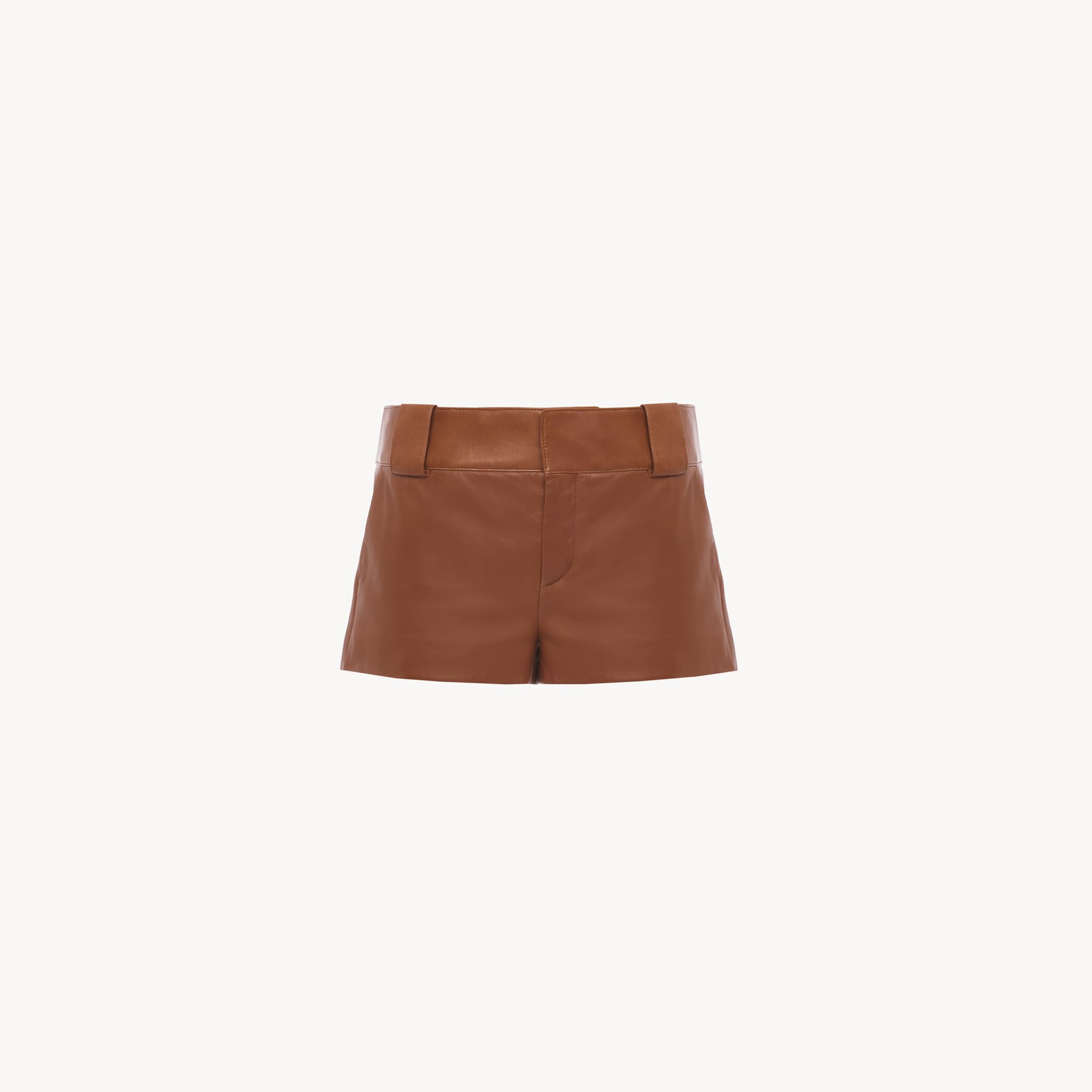 Shop Chloé Mini Short Tailleur En Cuir Nappa Souple Femme Brun Taille 38 100% Cuir D'agneau In Brown