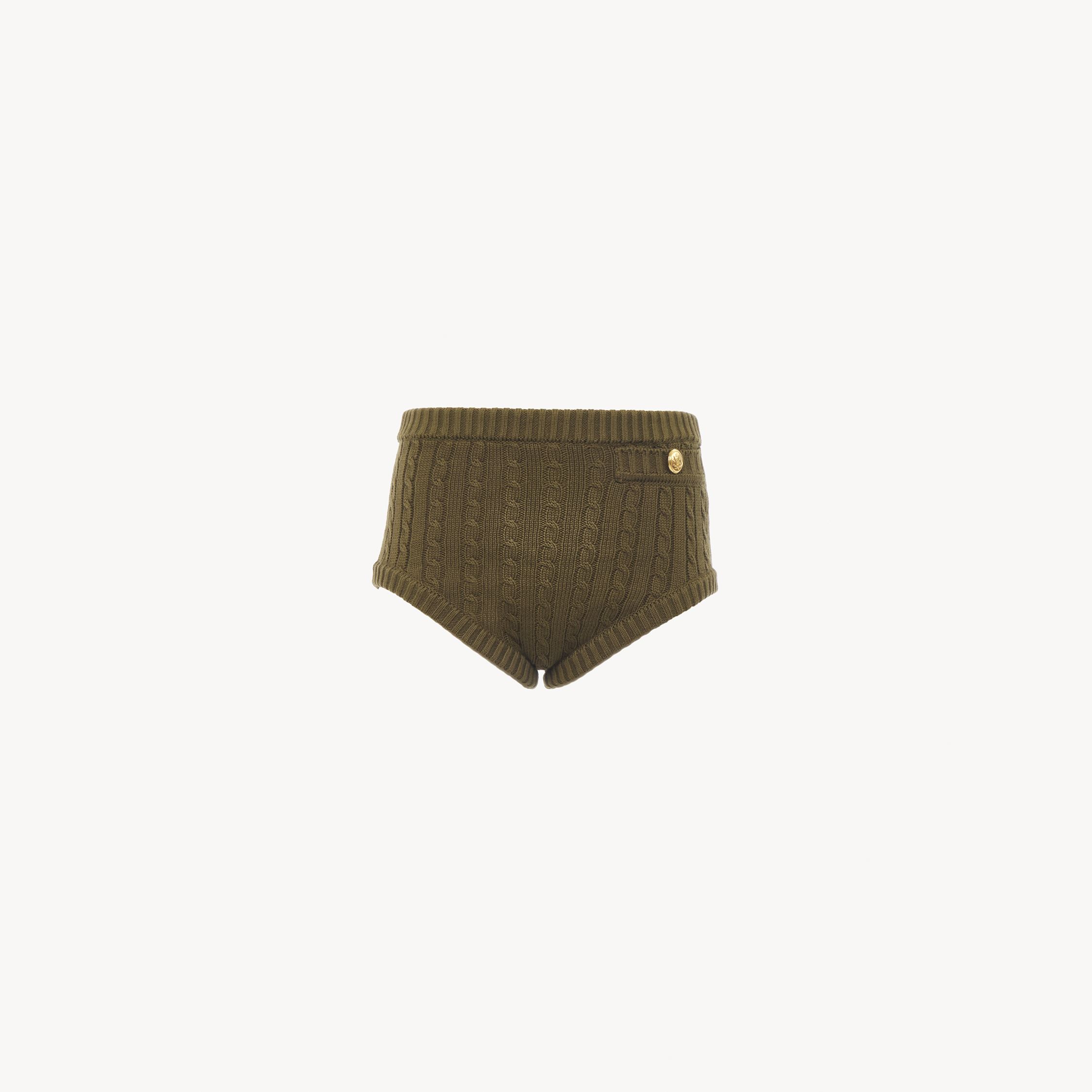 Shop Chloé Cable-knit Mini Shorts In Cotton Green Size Xs 96% Cotton, 3% Polyamide, 1% Elastane