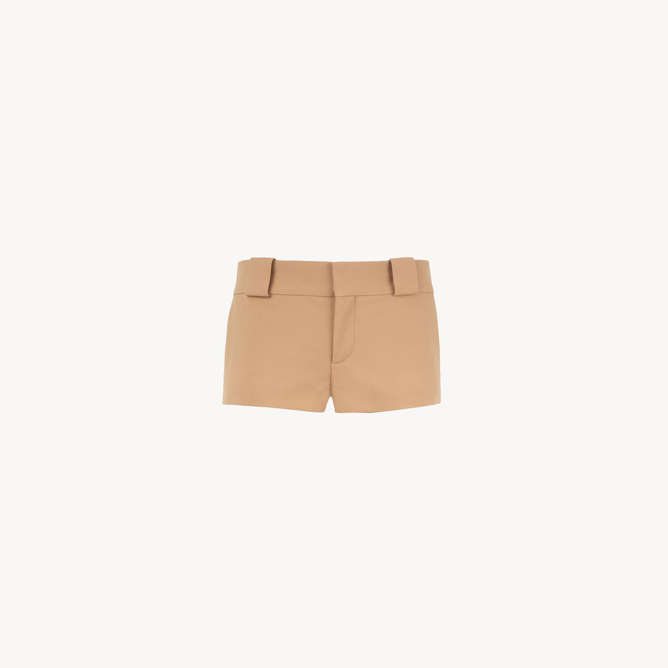 Shop Chloé Tailored Mini Shorts In Wool Grain De Poudre Brown Size 8 100% Virgin Wool