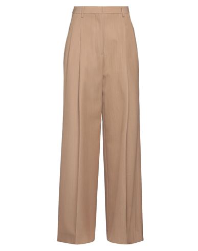 Shop Burberry Woman Pants Camel Size 6 Virgin Wool In Beige