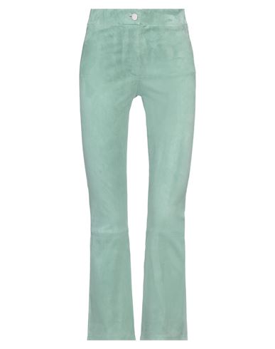 Arma Woman Pants Turquoise Size 4 Lambskin, Cotton, Elastane In Blue