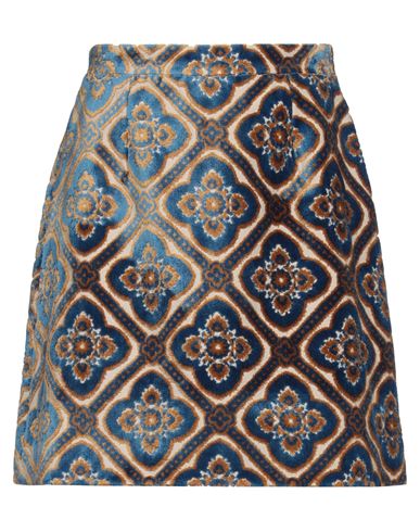 Shop Etro Woman Mini Skirt Light Blue Size 6 Viscose, Cotton