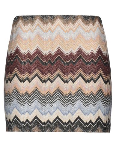 Shop Missoni Woman Mini Skirt Brown Size 6 Viscose, Metal