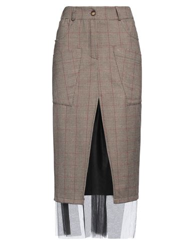 Vicolo Woman Midi Skirt Sand Size M Polyester, Viscose, Elastane, Polyamide In Brown