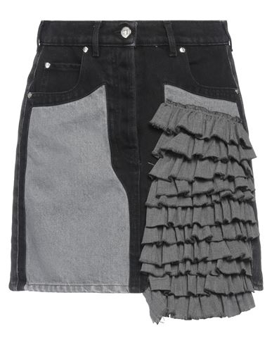 Shop Msgm Woman Denim Skirt Black Size 8 Cotton