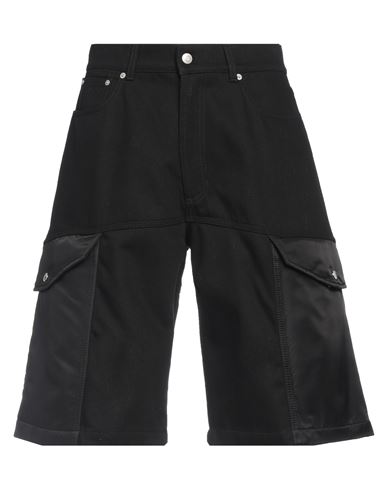 Shop Alexander Mcqueen Man Shorts & Bermuda Shorts Black Size 34 Cotton, Polyamide, Calfskin
