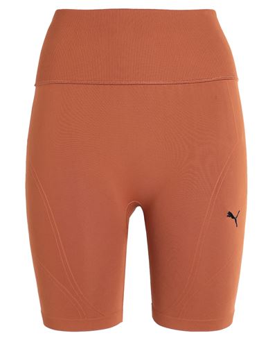 Shop Puma "shapeluxe Seamless Hw 6" Short Tight " Woman Shorts & Bermuda Shorts Rust Size L Nylon, Elasta In Red