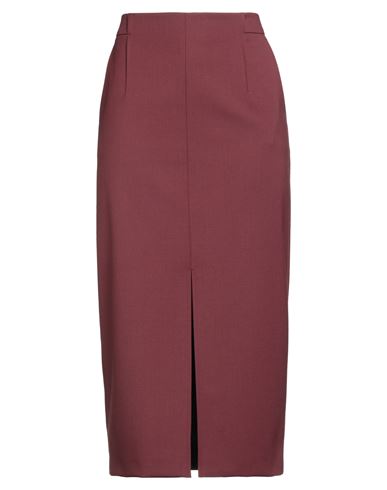 Patrizia Pepe Woman Midi Skirt Burgundy Size 10 Polyester, Virgin Wool, Elastane In Red