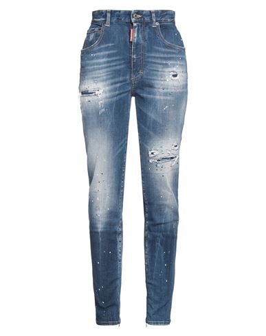 Shop Dsquared2 Woman Jeans Blue Size 10 Cotton, Elastane, Calfskin