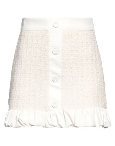Shop Pinko Woman Mini Skirt White Size 6 Cotton, Acrylic, Polyester, Wool, Viscose