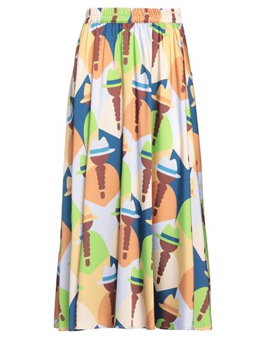 Niū Woman Midi Skirt Light Green Size L Polyester In Multi