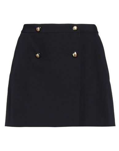 Alexander Mcqueen Woman Mini Skirt Midnight Blue Size 8 Wool, Cotton In Black