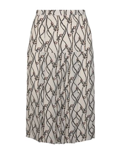 Shop Ferragamo Gancini Print Pleated Skirt Woman Midi Skirt Beige Size 8 Silk