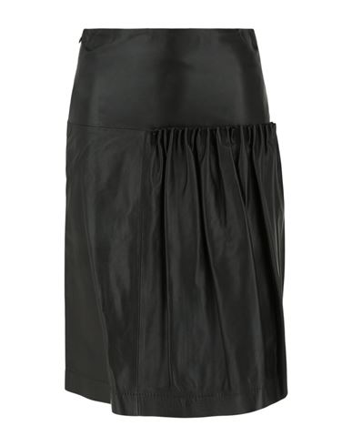 Ferragamo Leather Knee Length Skirt Woman Midi Skirt Black Size 12 Goat Skin